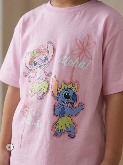Dsiney Kidz - Vanilla Underground Pink Lilo & Stitch T-Shirt and Shorts Set image 4