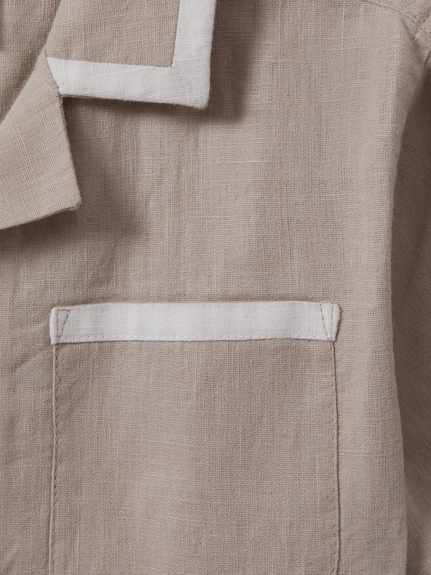 Dsiney Kidz - Reiss Stone/White Vitan 3-9 yrs Linen Contrast Cuban Collar Shirt image 4