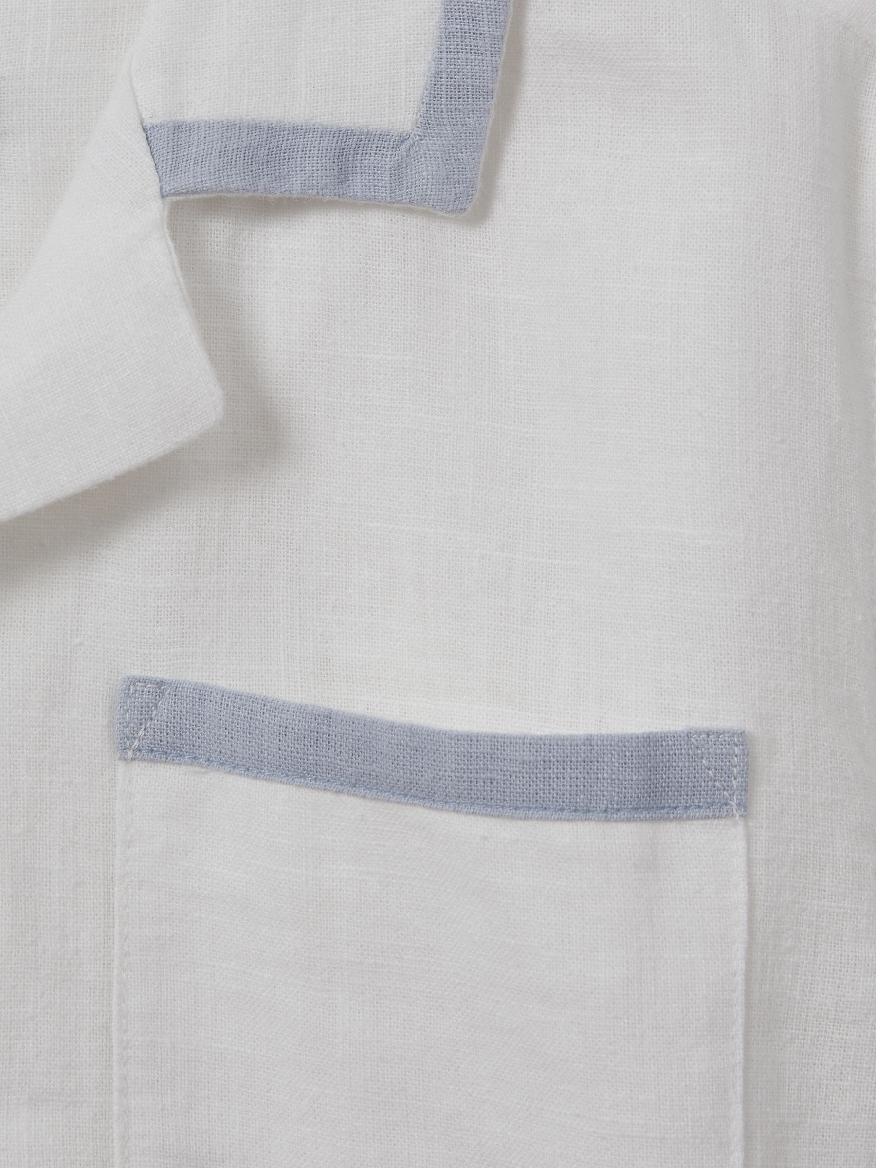 Dsiney Kidz - Reiss White/Soft Blue Vitan 3-9 yrs Linen Contrast Cuban Collar Shirt image 3