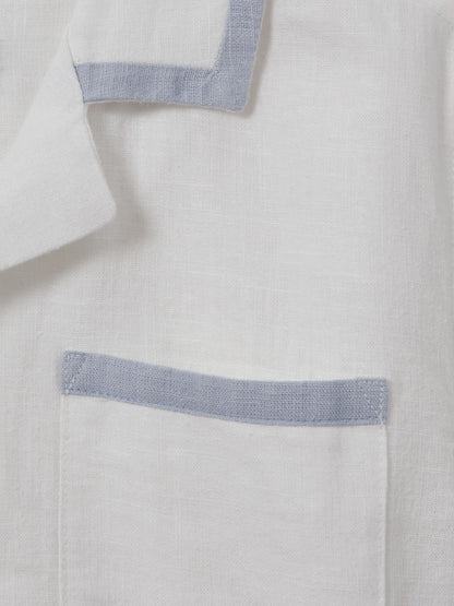 Dsiney Kidz - Reiss White/Soft Blue Vitan 3-9 yrs Linen Contrast Cuban Collar Shirt image 3