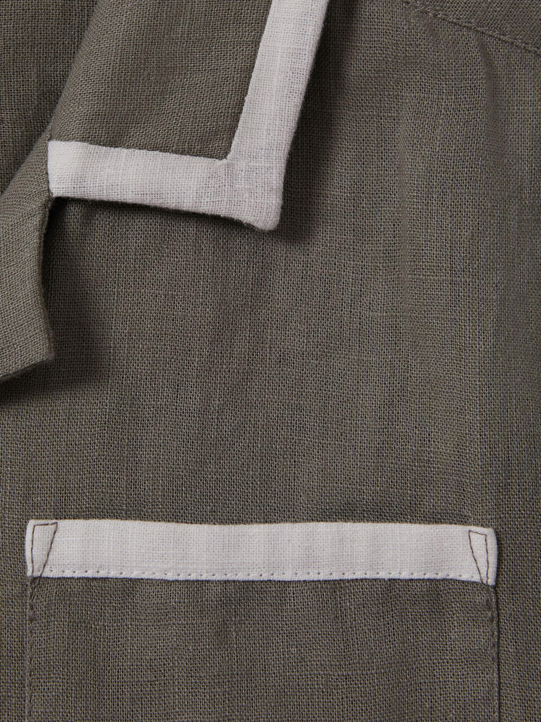 Dsiney Kidz - Reiss Khaki/White Vitan 3-9 yrs Linen Contrast Cuban Collar Shirt image 4