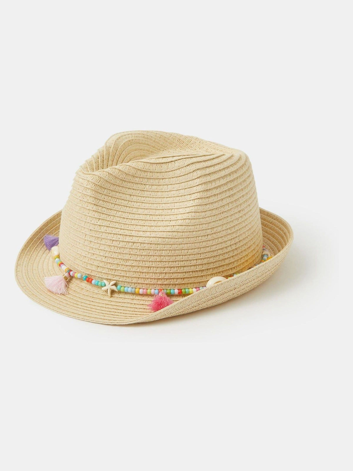 Angels By Accessorize Natural Girls Beaded Trim Straw Hat - image 1