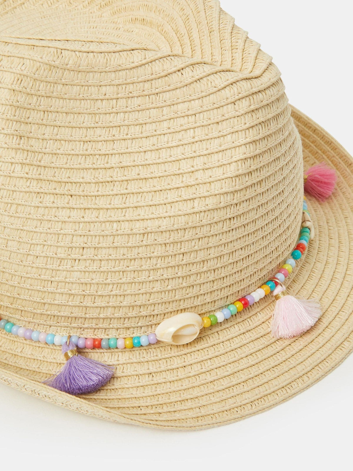 Angels By Accessorize Natural Girls Beaded Trim Straw Hat - image 2
