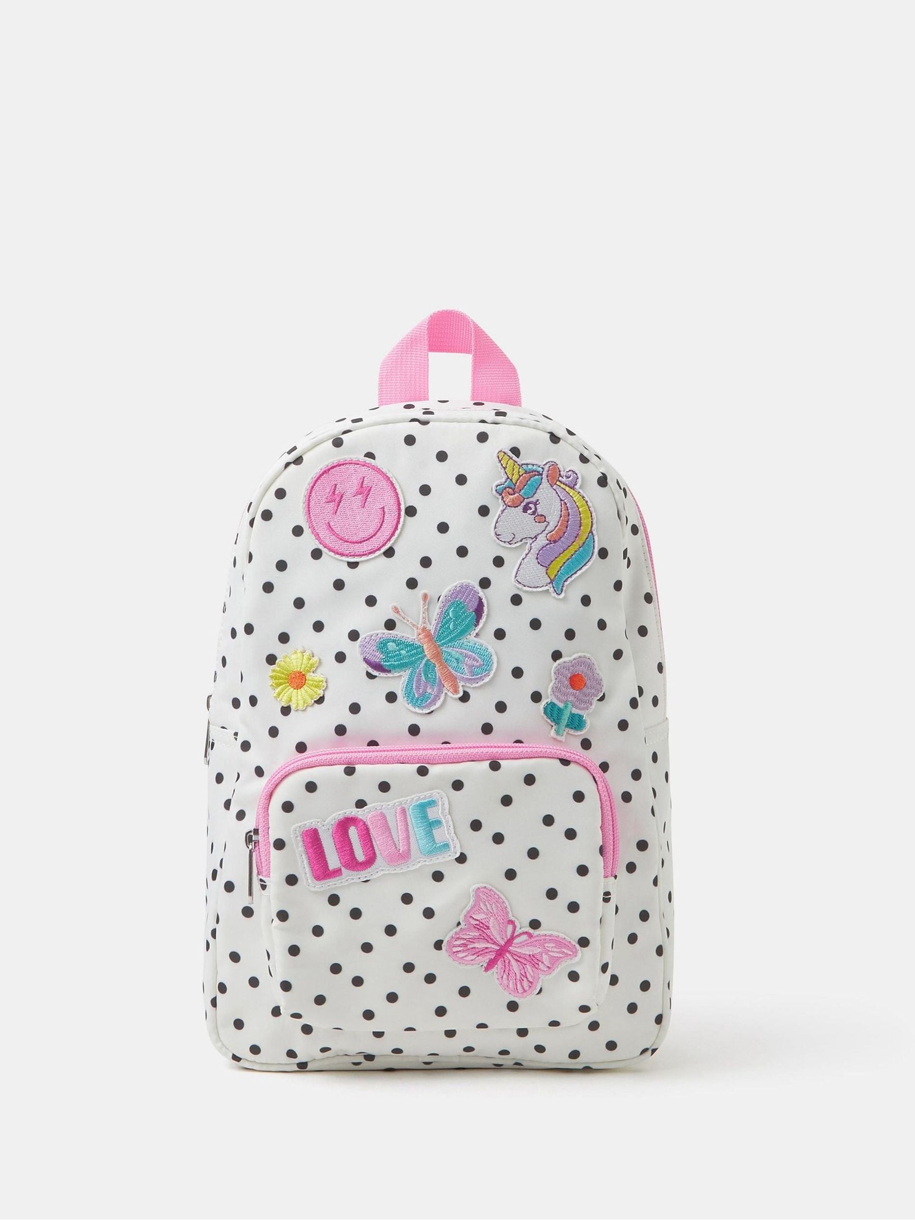 Angels By Accessorize White Girls Polka Dot Unicorn Backpack image 1
