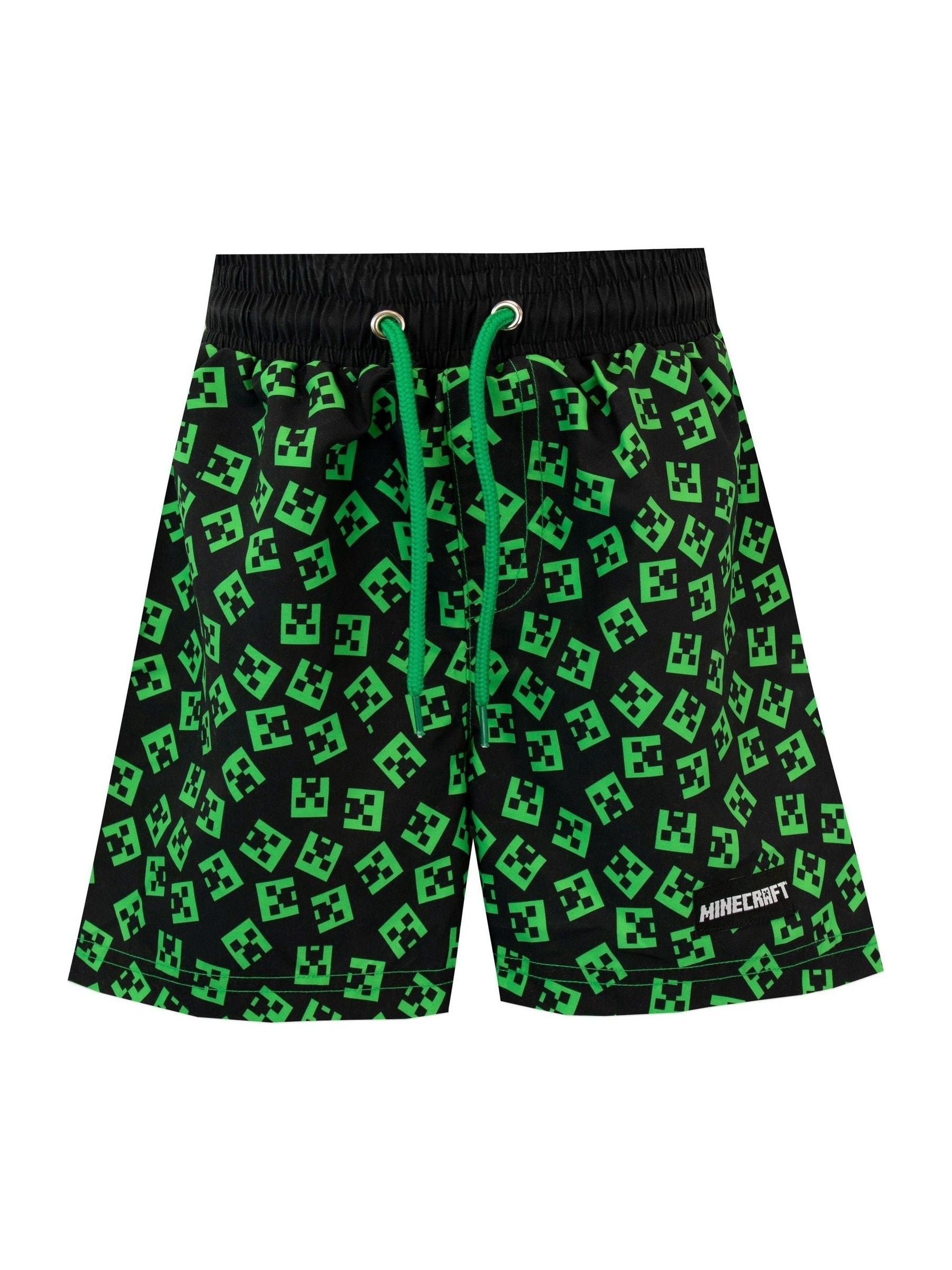 Character Green Minecraft Swim Shorts image 1