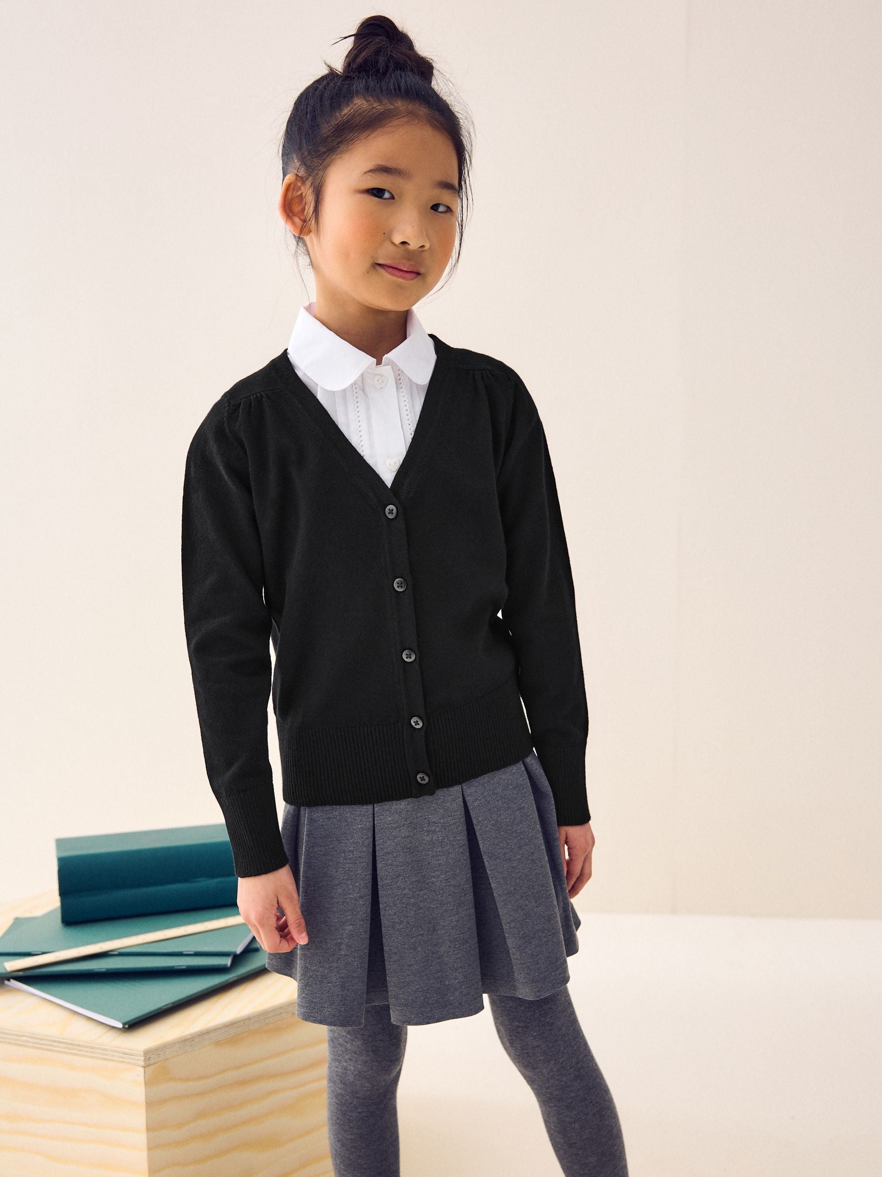 Dsiney Kidz - Black Cotton Rich School V-Neck Cardigan (3-16yrs) image 1