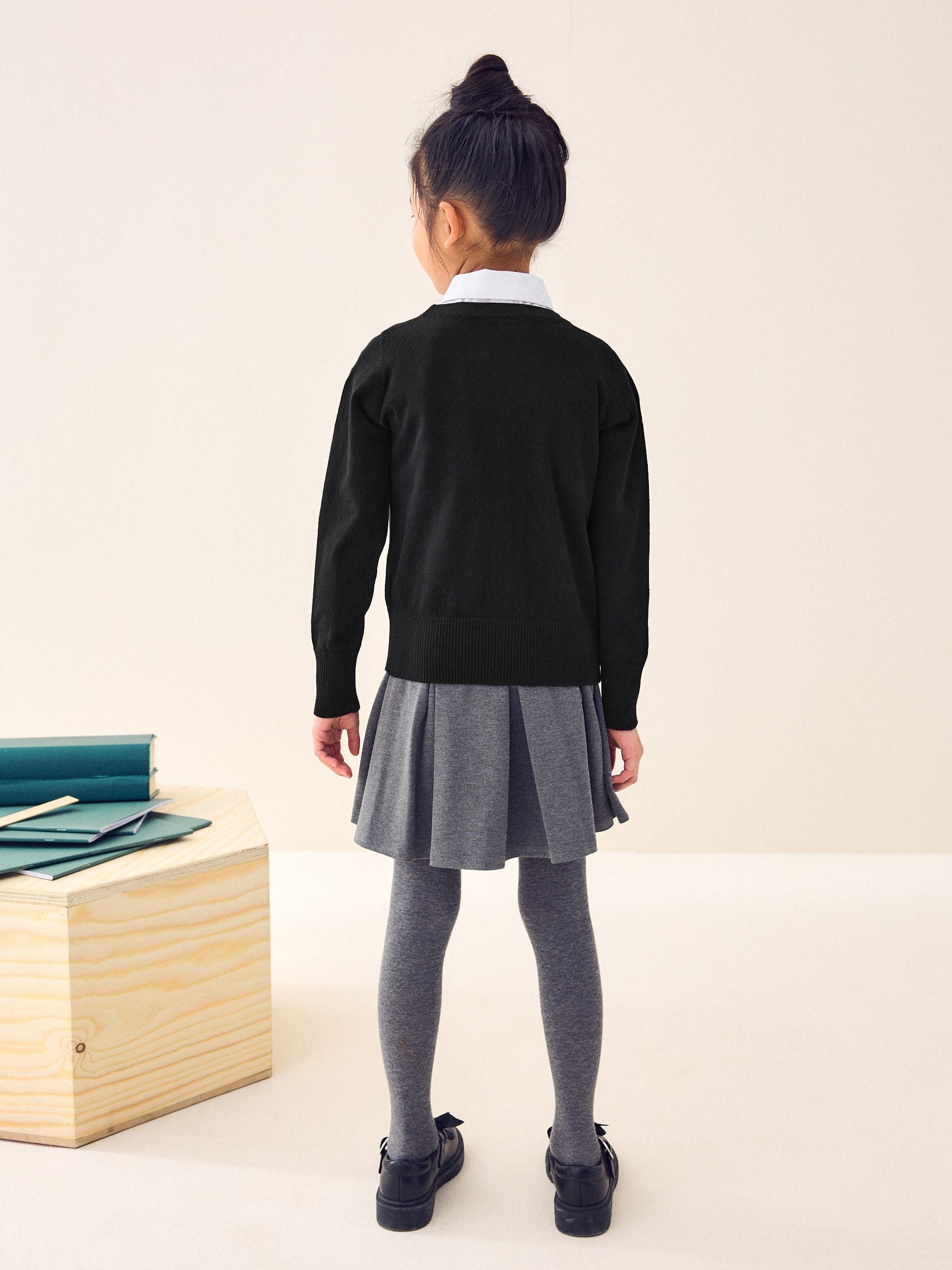 Dsiney Kidz - Black Cotton Rich School V-Neck Cardigan (3-16yrs) image 3