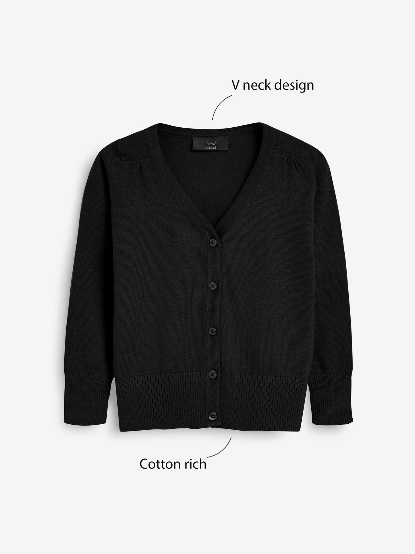 Dsiney Kidz - Black Cotton Rich School V-Neck Cardigan (3-16yrs) image 5