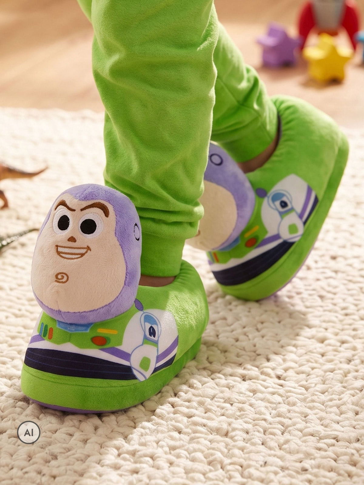 Character Green Disney Toy Story Buzz Lightyear Novelty 3D Slippers - image 5