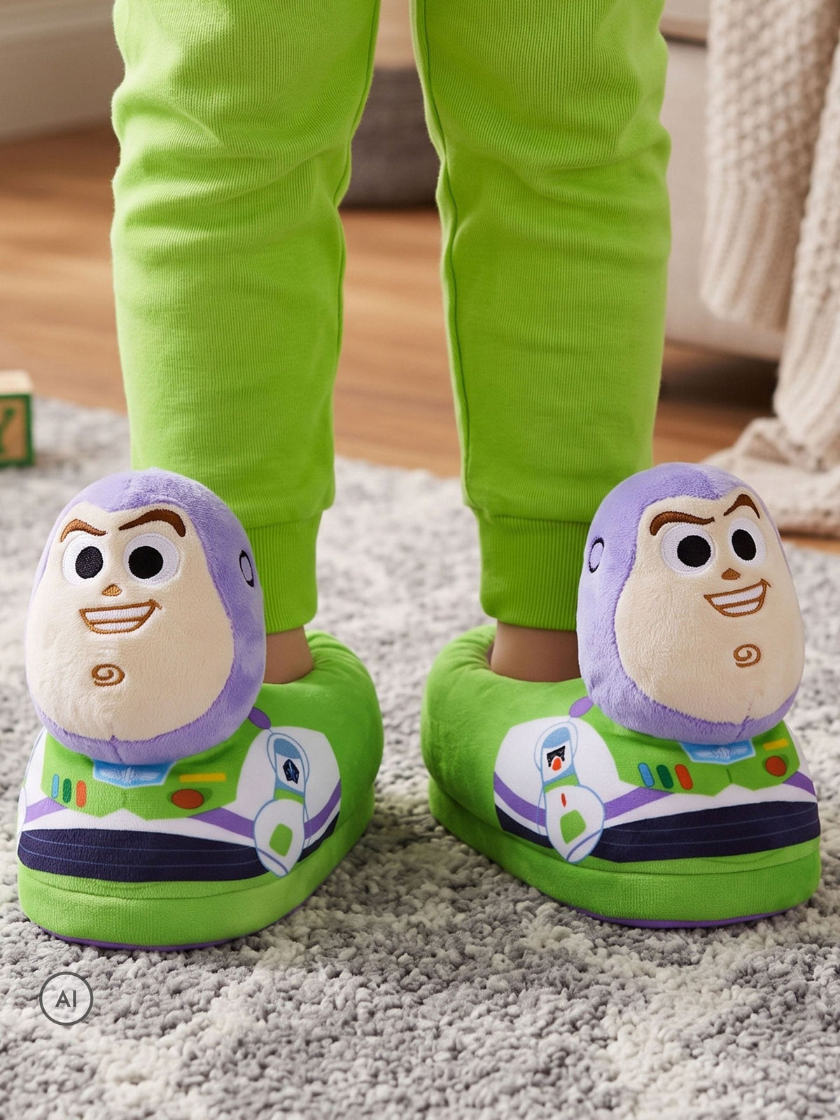 Character Green Disney Toy Story Buzz Lightyear Novelty 3D Slippers - image 6