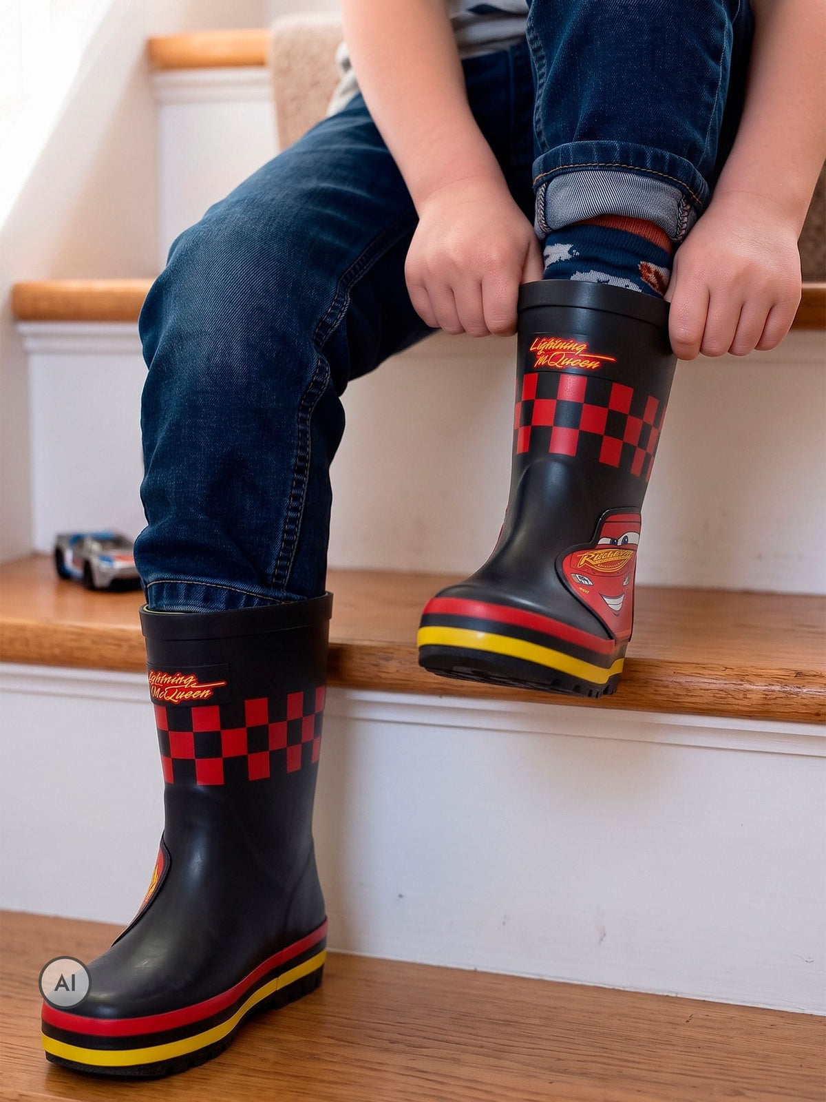 Character Black Disney Cars Lightning Mc Queen Wellies - image 5