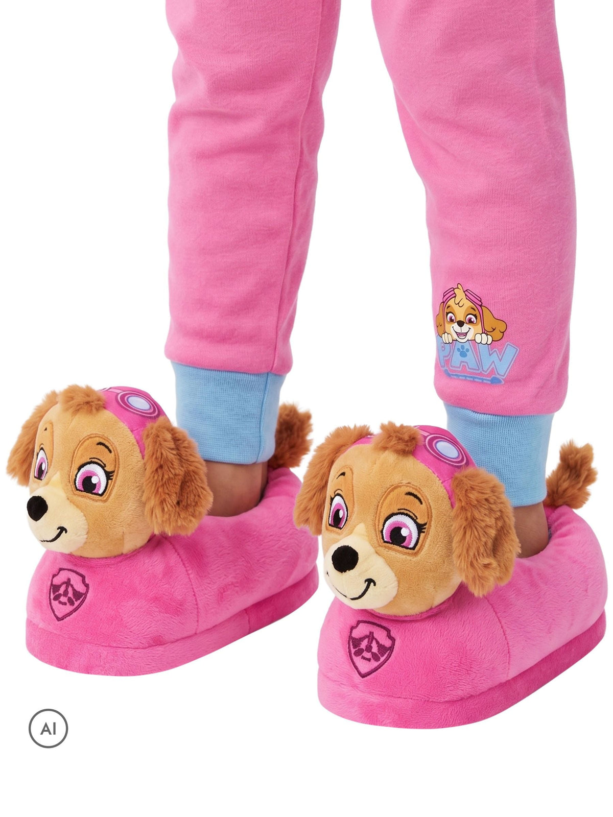Character Pink PAW Patrol Novelty Skye Slippers 3D Head - image 3