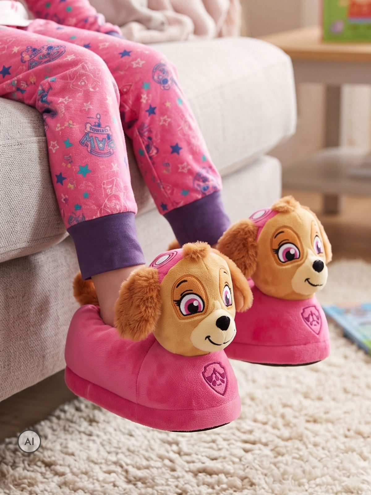 Character Pink PAW Patrol Novelty Skye Slippers 3D Head - image 5