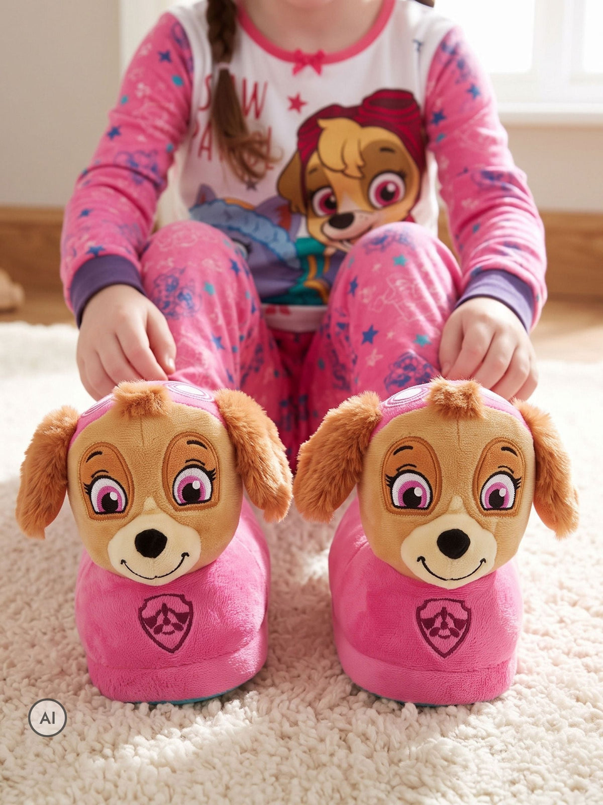 Character Pink PAW Patrol Novelty Skye Slippers 3D Head - image 6