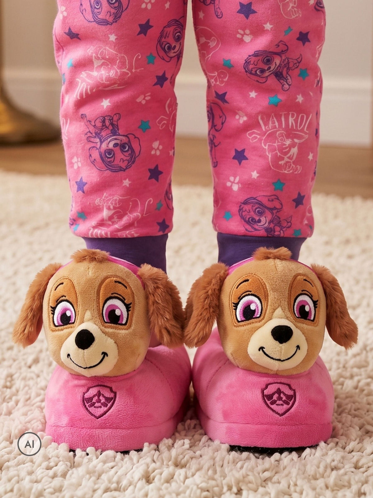 Character Pink PAW Patrol Novelty Skye Slippers 3D Head - image 7