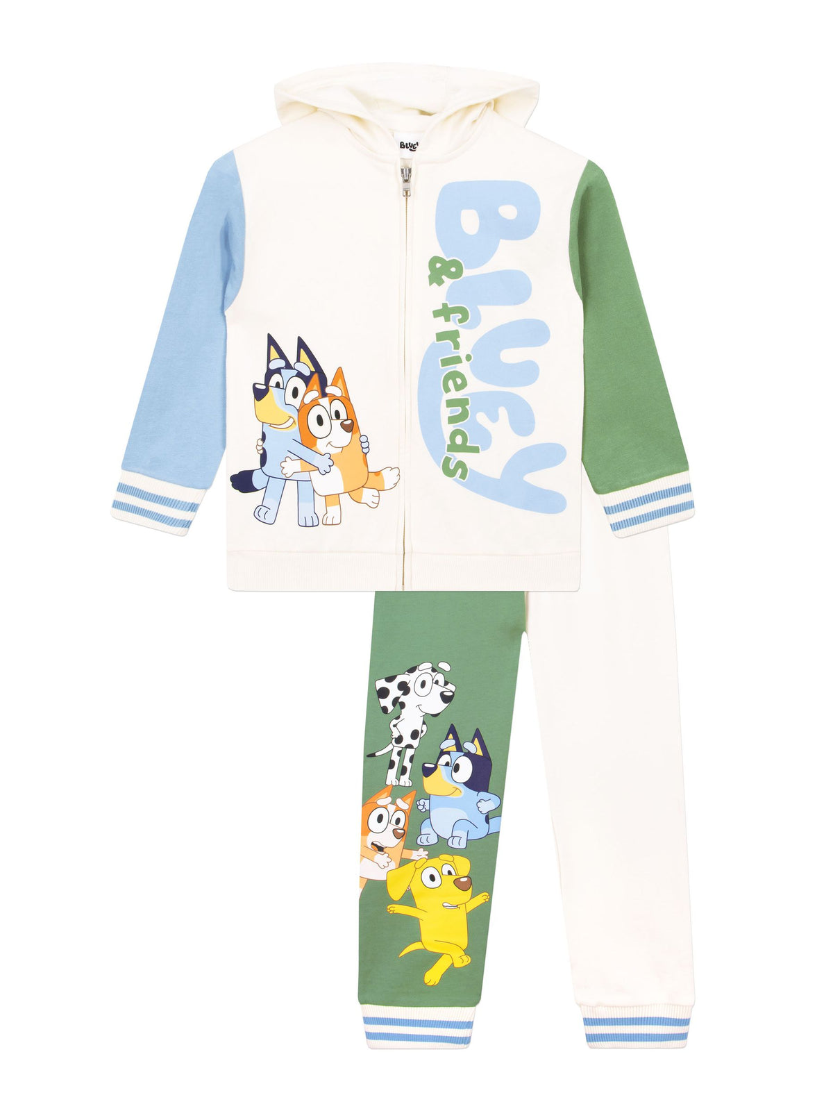 Character Cream Bluey Bingo And Friends Zipped Hoodie And Joggers Outfit Set - image 1