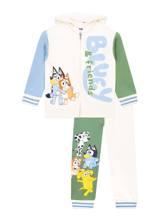Character Cream Bluey Bingo And Friends Zipped Hoodie And Joggers Outfit Set - image 1