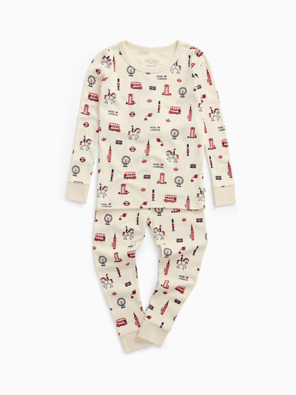 MORI Cream Supersoft London Print Pyjamas Set - image 1