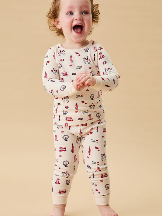 MORI Cream Supersoft London Print Pyjamas Set - image 2