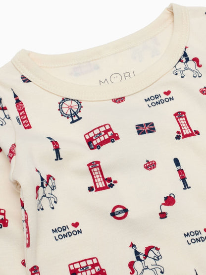 MORI Cream Supersoft London Print Pyjamas Set - image 3