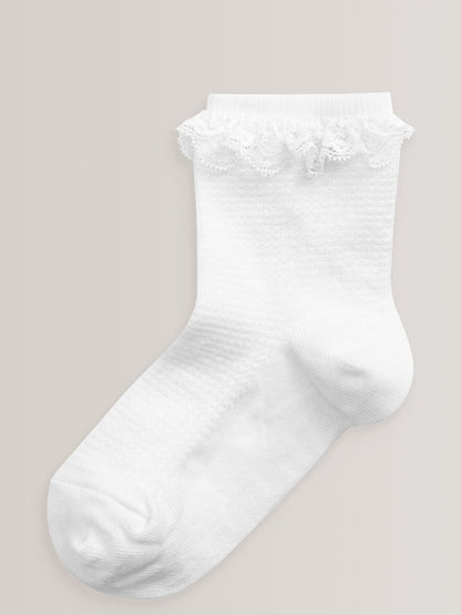 White 2 Pack Cotton Rich Ruffle Ankle Socks image 2