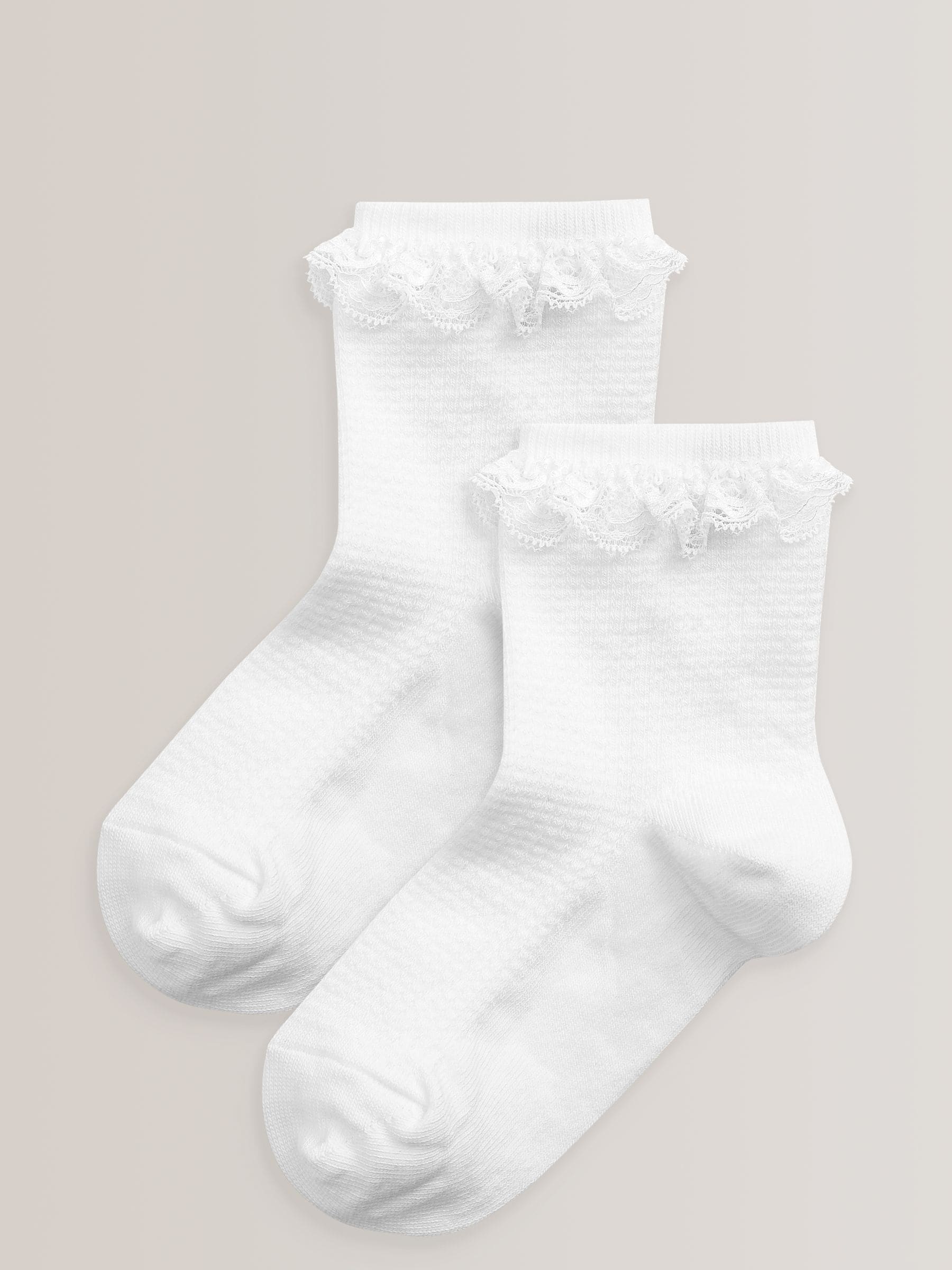 White 2 Pack Cotton Rich Ruffle Ankle Socks image 1