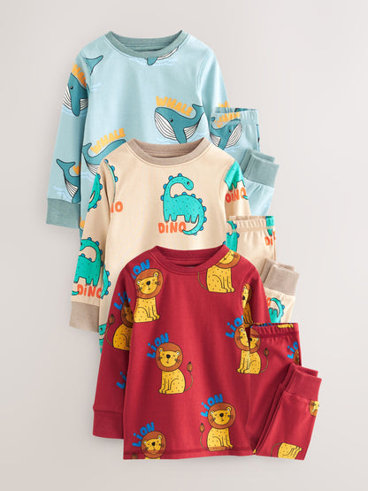 Red/Blue/Neutral Animal Snuggle Pyjamas 3 Pack (9mths-8yrs) image 5
