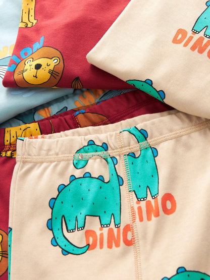 Red/Blue/Neutral Animal Snuggle Pyjamas 3 Pack (9mths-10yrs)