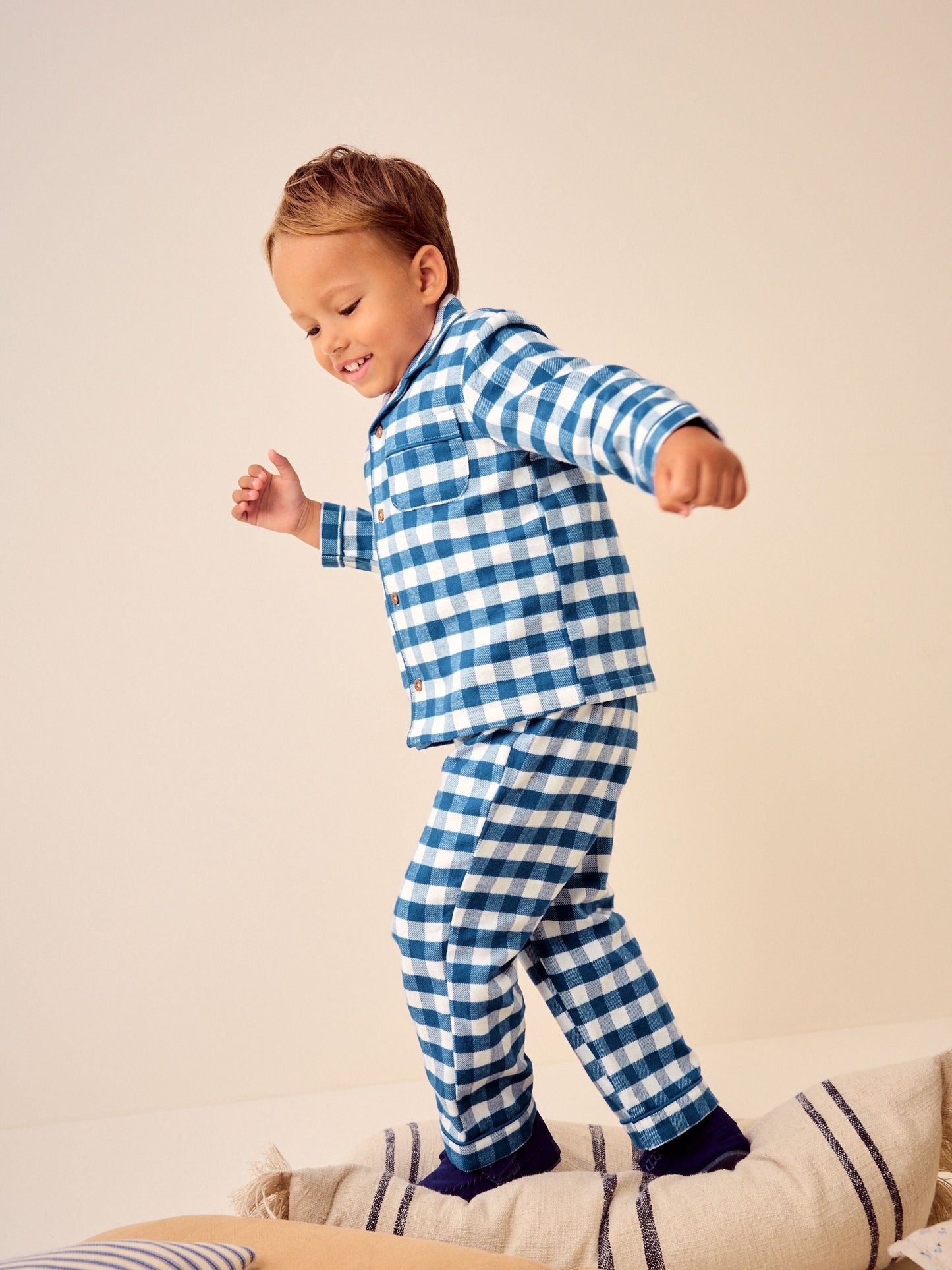 Blue/White Check Button Down Pyjamas (9mths-10yrs)
