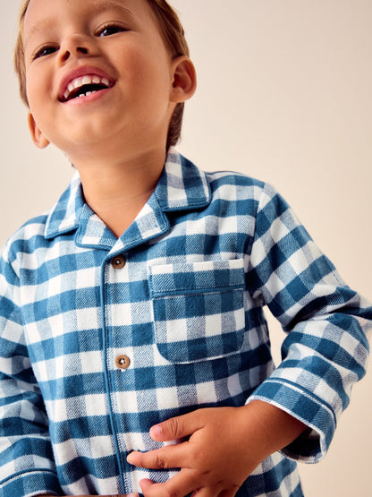 Blue/White Check Button Down Pyjamas (9mths-10yrs)