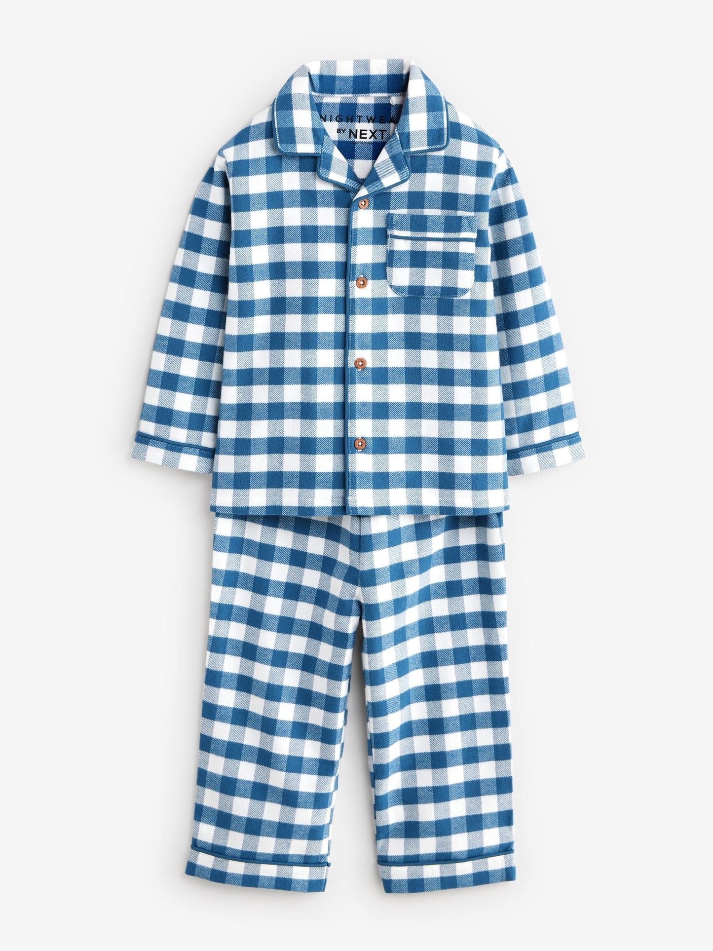 Blue/White Check Button Down Pyjamas (9mths-10yrs)