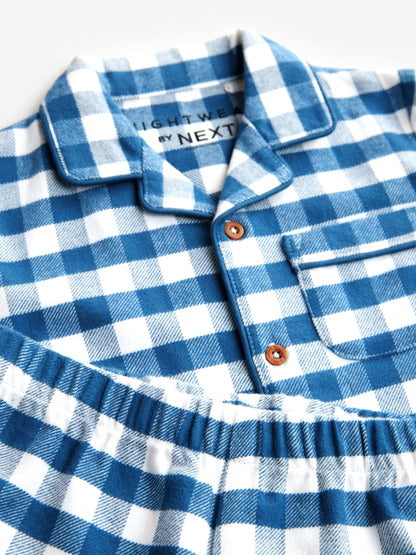 Blue/White Check Button Down Pyjamas (9mths-10yrs)