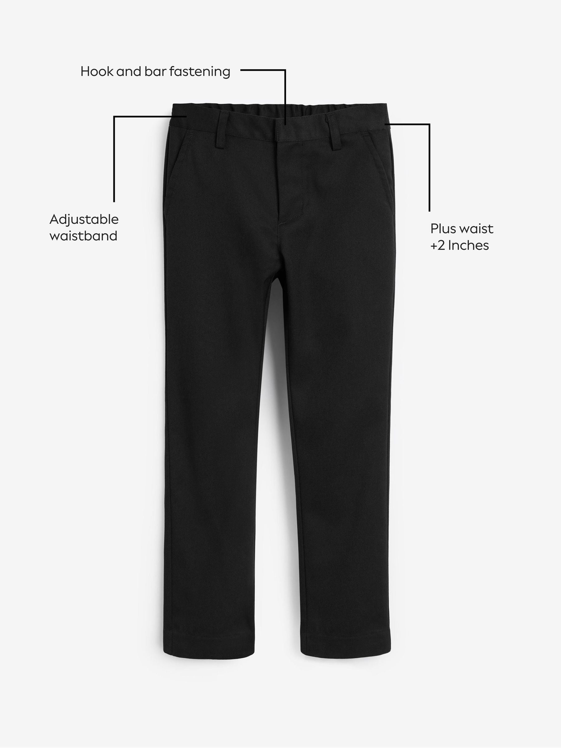 Dsiney Kidz - Black Slim Waist Slim Leg School Formal Trousers (3-17yrs) image 5