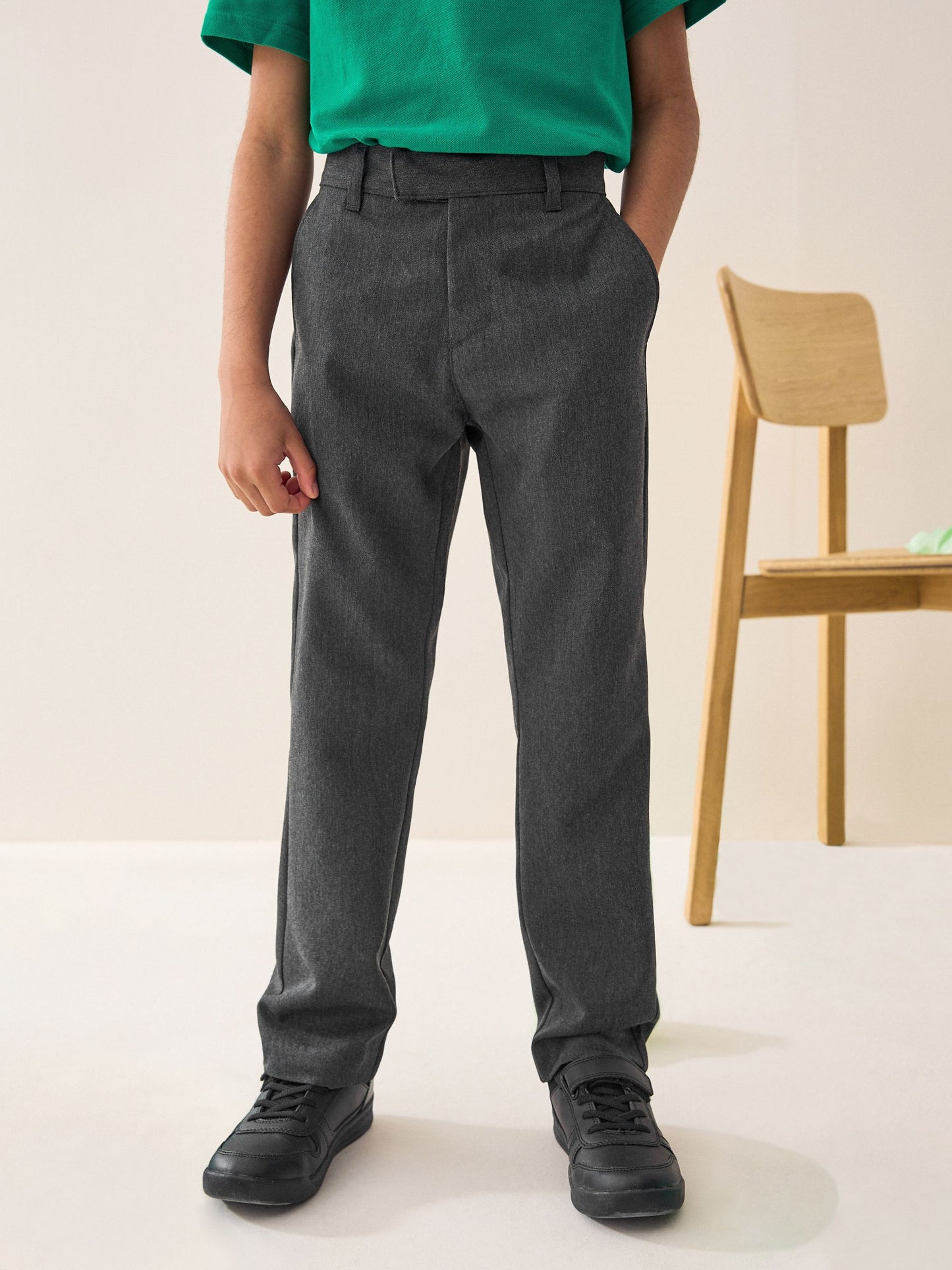 Dsiney Kidz - Grey Regular Waist Slim Leg School Formal Trousers (3-17yrs) image 2
