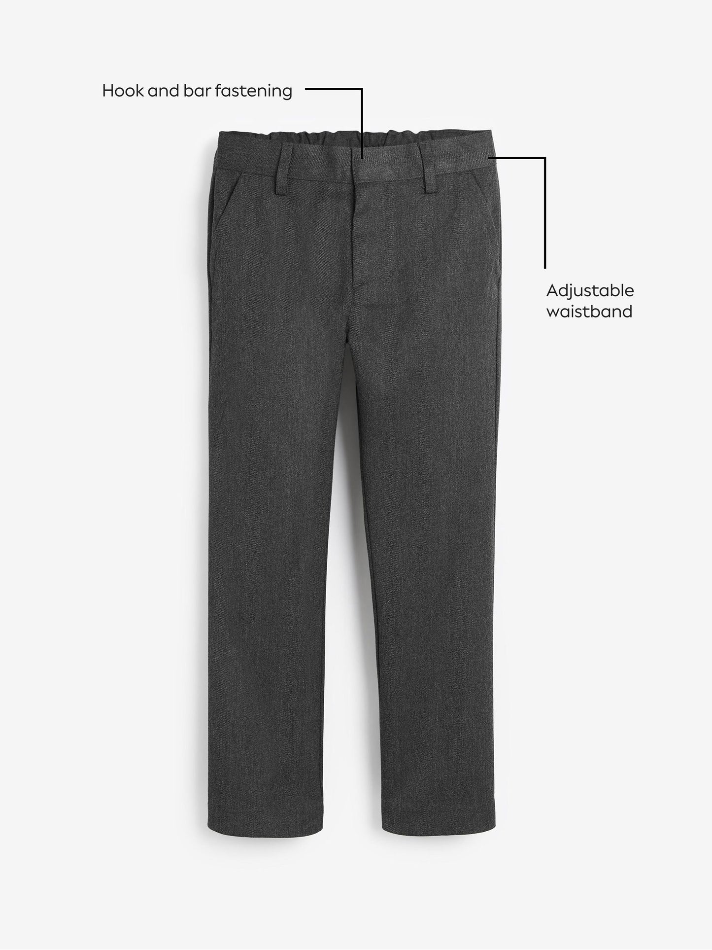 Dsiney Kidz - Grey Regular Waist Slim Leg School Formal Trousers (3-17yrs) image 4