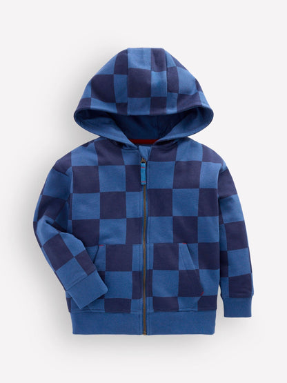 Dsiney Kidz - Boden Blue Check Zip-Through Hoodie image 1