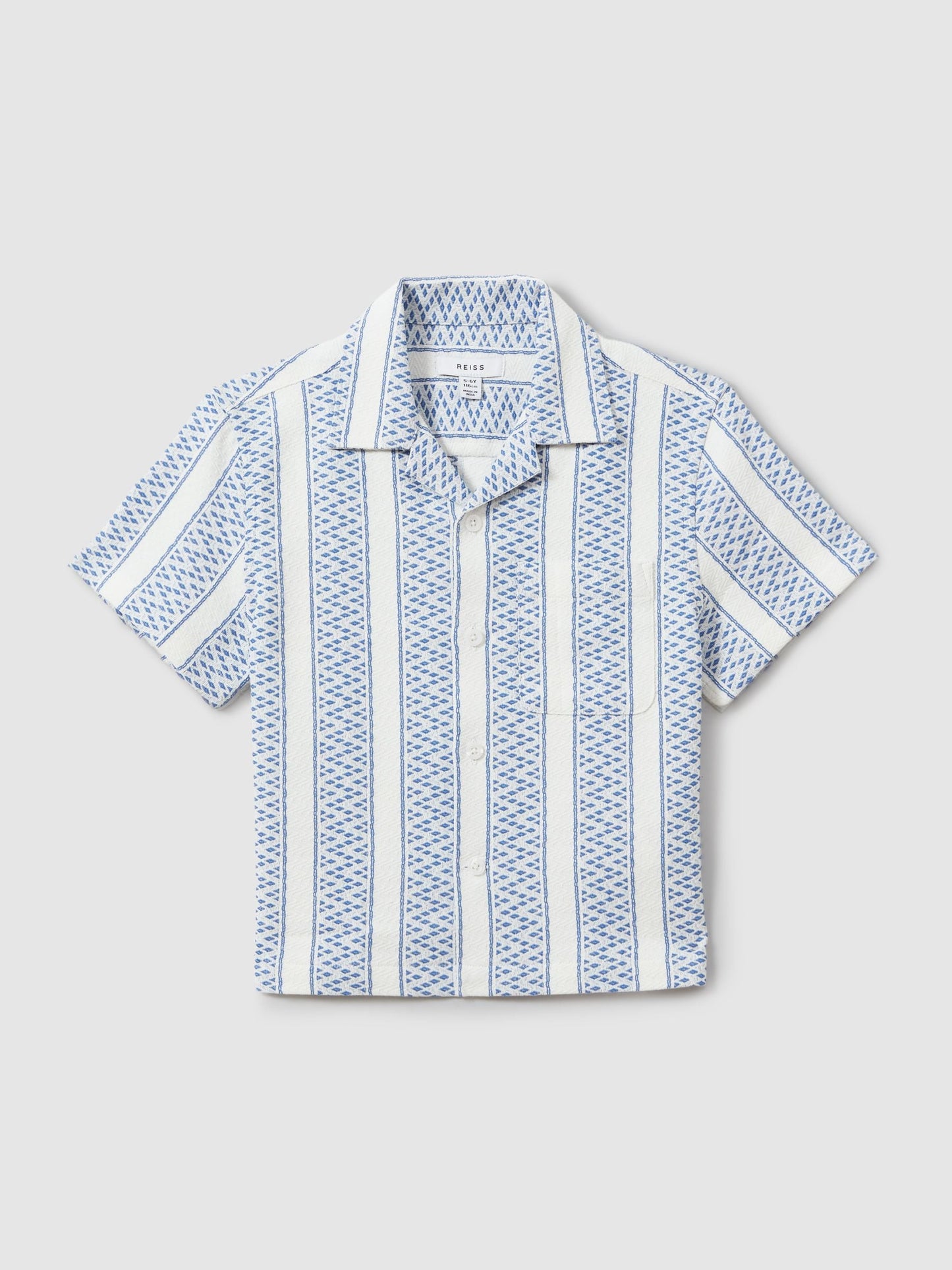 Dsiney Kidz - Reiss Blue/White Kesh 3-9 yrs Herringbone Cuban Collar Shirt image 2