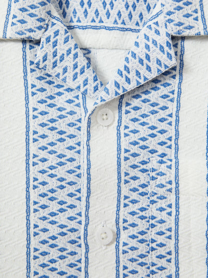 Dsiney Kidz - Reiss Blue/White Kesh 3-9 yrs Herringbone Cuban Collar Shirt image 5