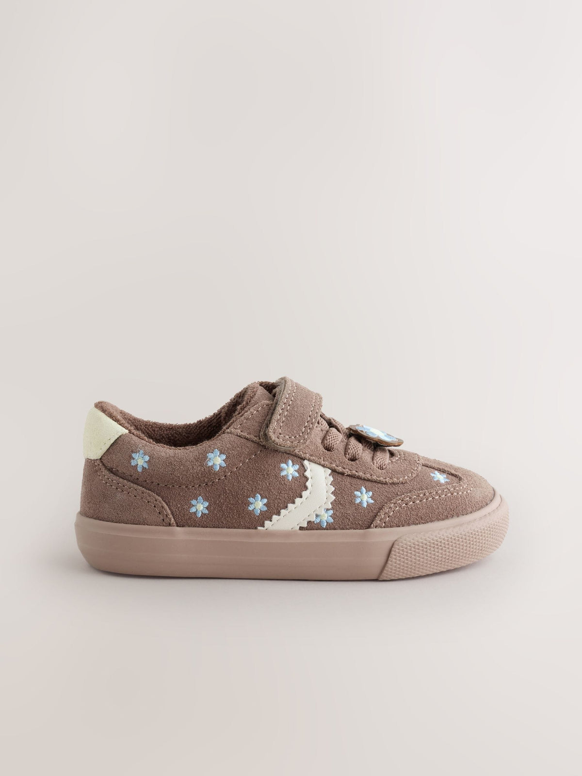 Chocolate Brown Daisy Standard Fit (F) Touch Fastening Elastic Lace Trainers - image 2