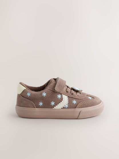 Chocolate Brown Daisy Standard Fit (F) Touch Fastening Elastic Lace Trainers - image 2