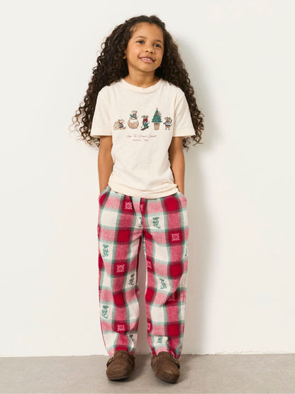 FatFace Shelter Kids Ivory Christmas Mouse Pyjama Set (3-12yrs) - image 1