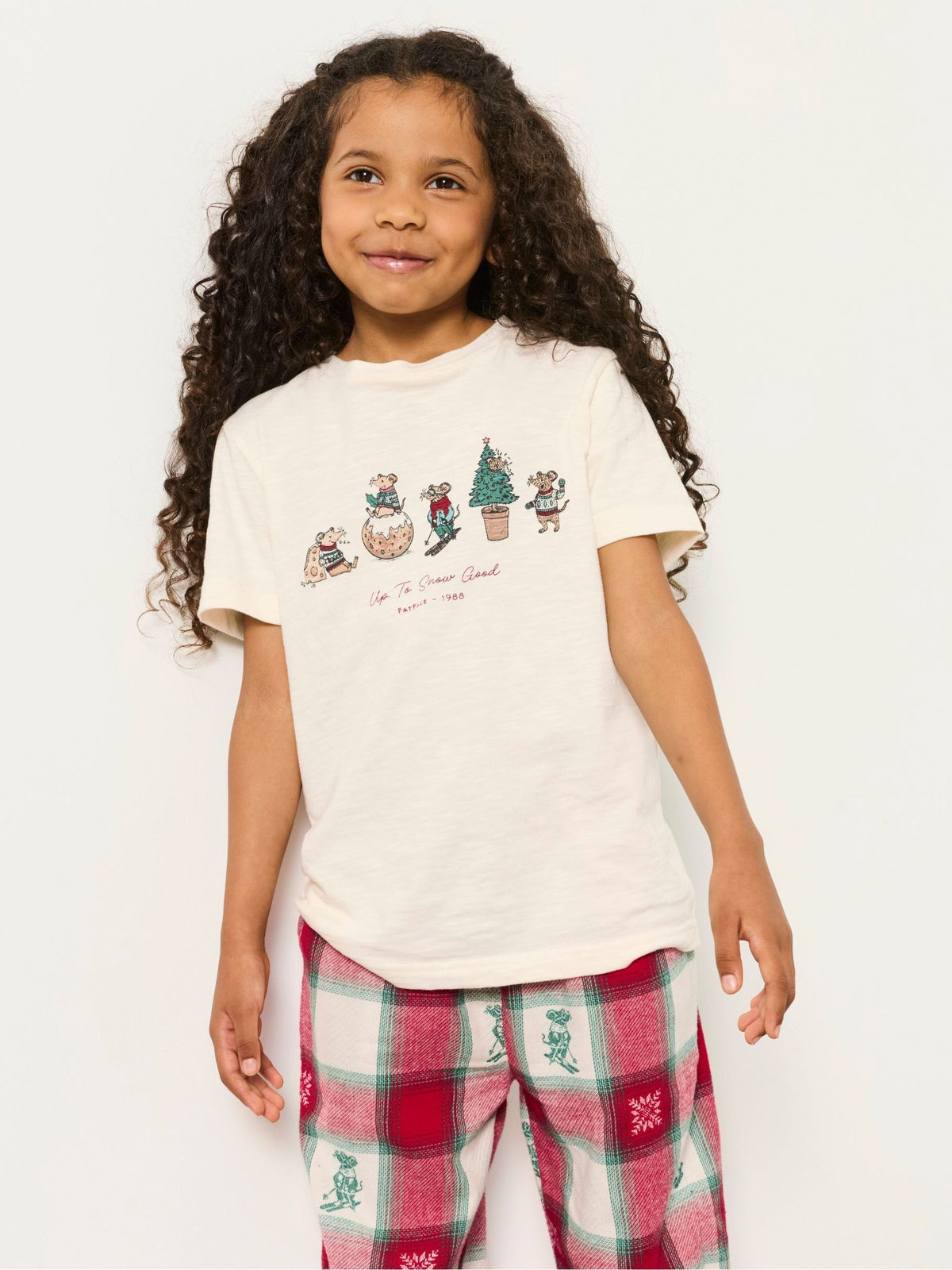 FatFace Shelter Kids Ivory Christmas Mouse Pyjama Set (3-12yrs) - image 3