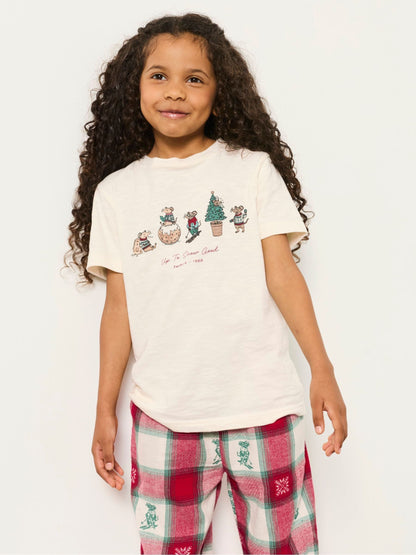 FatFace Shelter Kids Ivory Christmas Mouse Pyjama Set (3-12yrs) - image 3