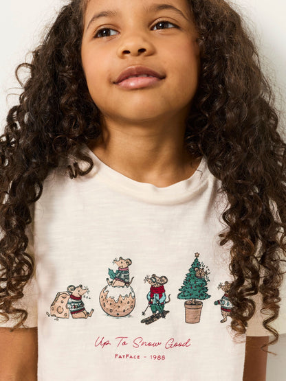 FatFace Shelter Kids Ivory Christmas Mouse Pyjama Set (3-12yrs) - image 6