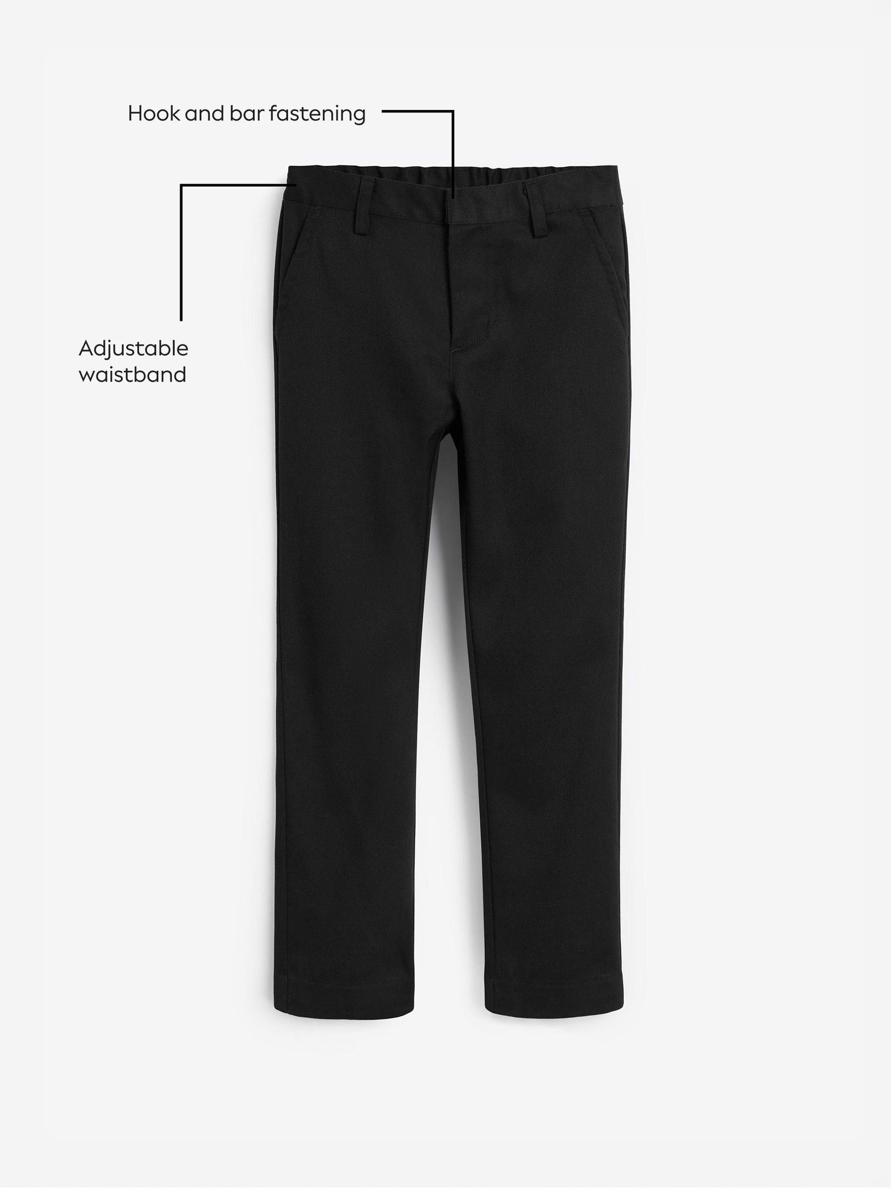 Dsiney Kidz - Black Regular Waist Slim Leg School Formal Trousers (3-17yrs) image 5