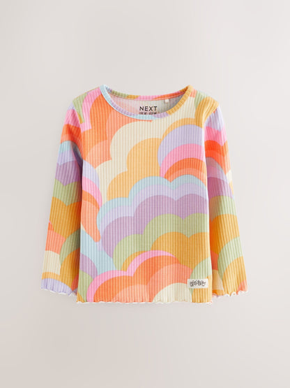 Rainbow Ribbed Long Sleeve Tops 5 Pack (3mths-7yrs) image 4