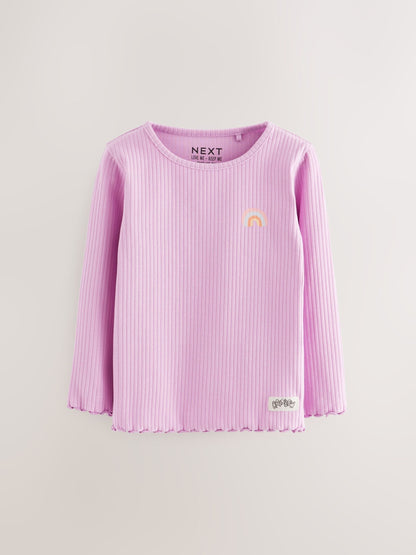 Rainbow Ribbed Long Sleeve Tops 5 Pack (3mths-7yrs) image 5