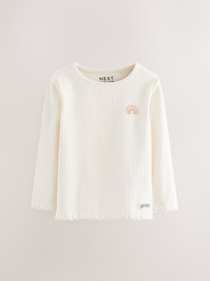 Rainbow Ribbed Long Sleeve Tops 5 Pack (3mths-7yrs) image 6