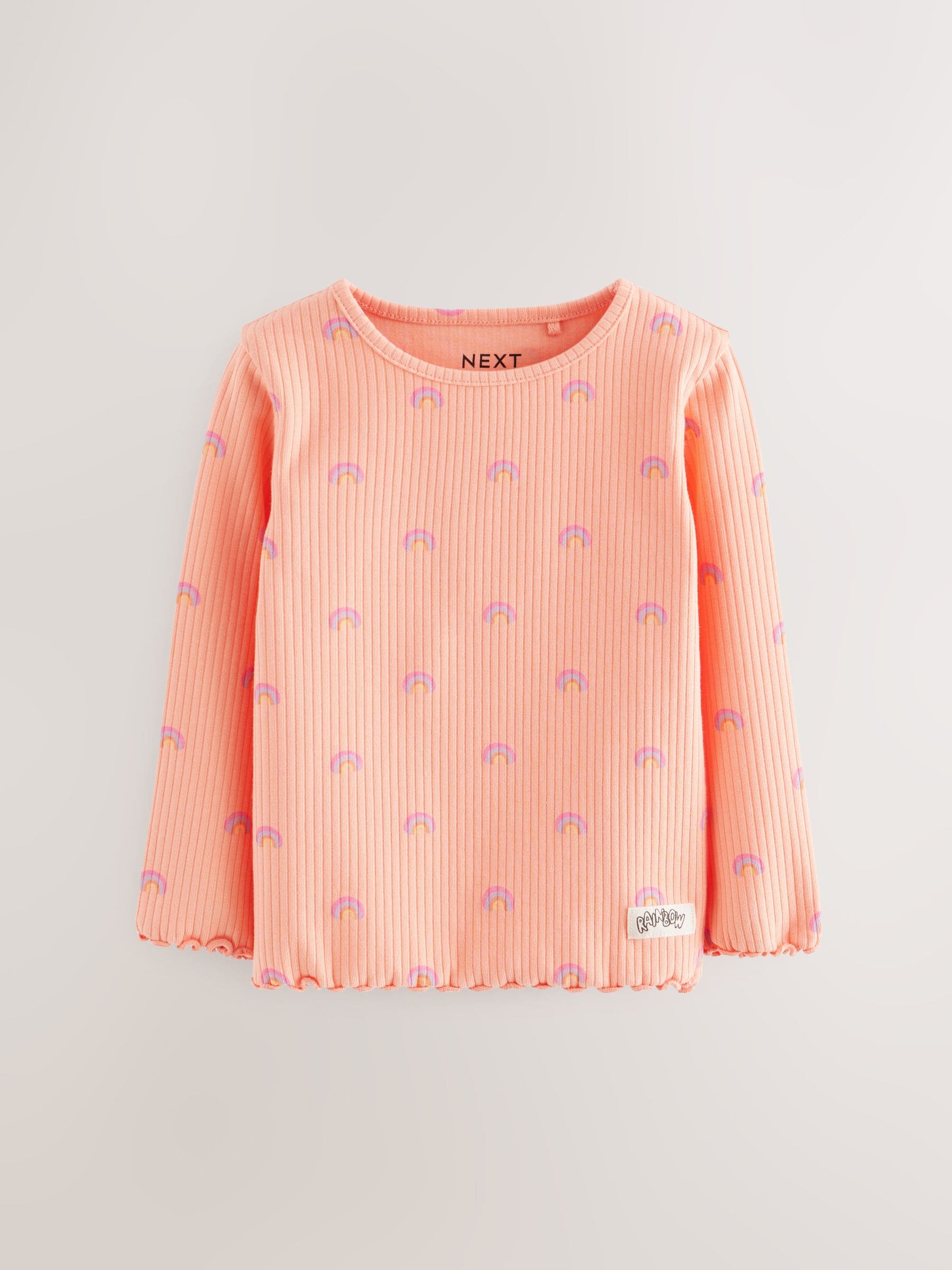 Rainbow Ribbed Long Sleeve Tops 5 Pack (3mths-7yrs) image 7