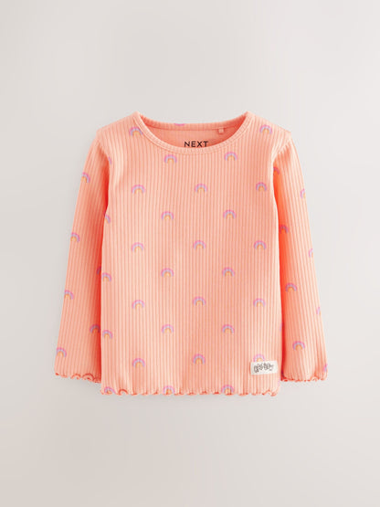 Rainbow Ribbed Long Sleeve Tops 5 Pack (3mths-7yrs) image 7